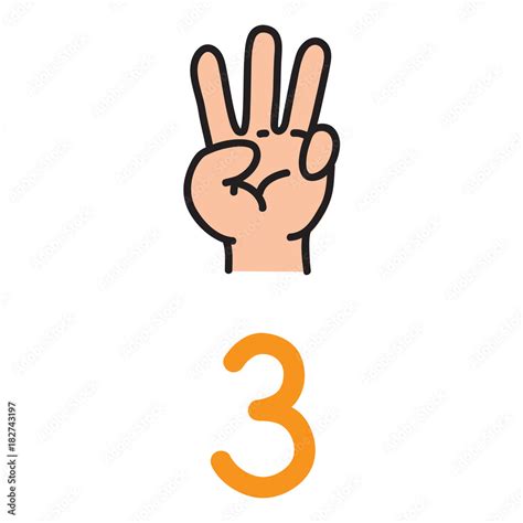 Kid's hand showing the number three hand sign. Stock Vector | Adobe Stock