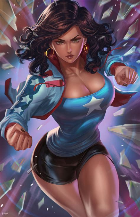 Wallpaper : America Chavez, Marvel Comics, fictional character, 2D, artwork, drawing, fan art ...