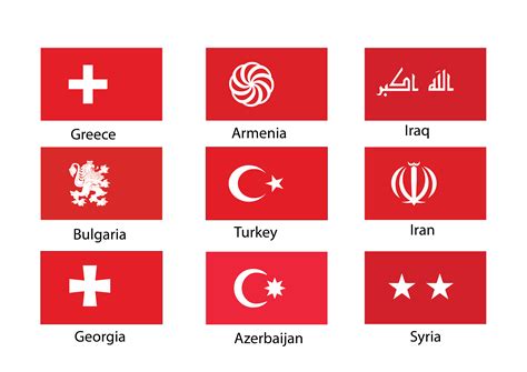 Countries bordering Turkey in the style of Turkey : r/vexillology