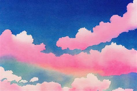 Premium Photo | Bright pink and blue watercolor clouds