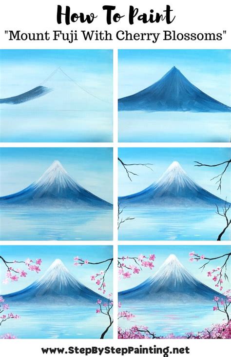 How To Paint Mount Fuji - Step By Step Acrylic Painting | Landscape painting tutorial, Mountain ...