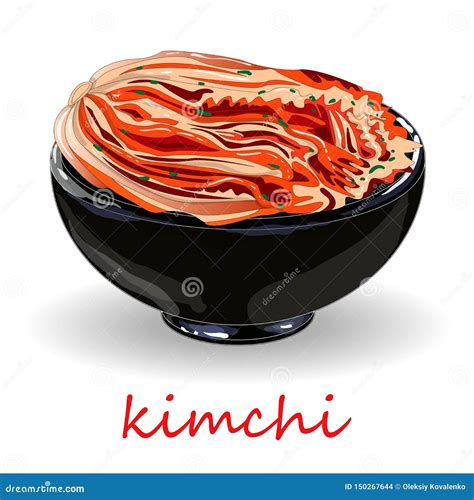 Kimchi, Traditional Korean Food. Illustration on White Isolated Stock ...