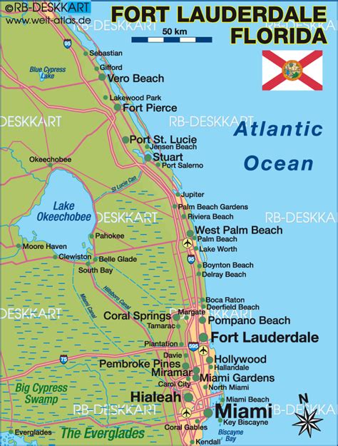 Map of Fort Lauderdale, region (Region in United States) | Welt-Atlas.de