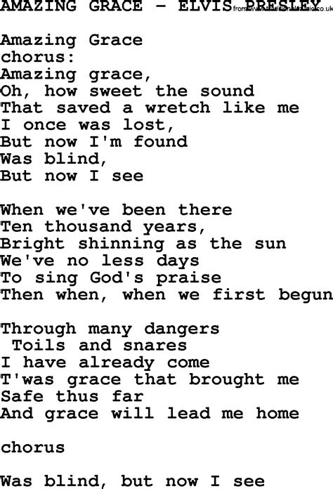 Amazing Grace-Elvis Presley-.txt, by Elvis Presley - lyrics and chords