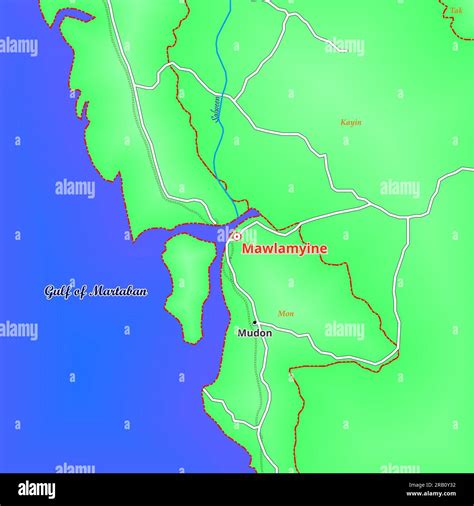 Map of Mawlamyine City in Myanmar Stock Photo - Alamy