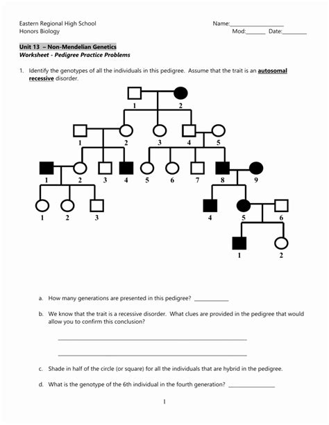 Human Genetics Practice Worksheet