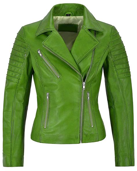 Lime Green Women's Stylish Biker Leather Jacket - Maker of Jacket