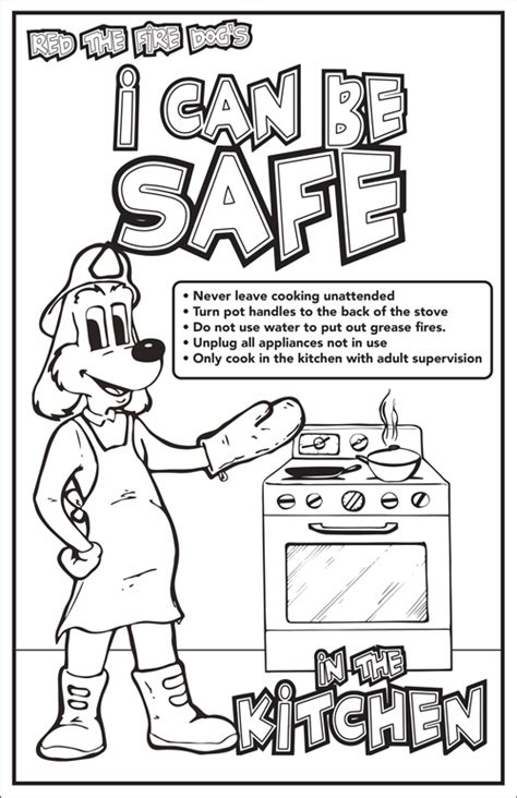 Kitchen Safety Coloring Poster | Fire Safety For Life