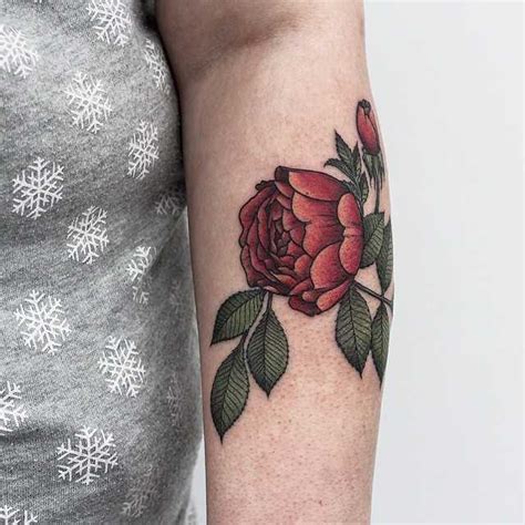 Red garden rose tattoo - Tattoogrid.net