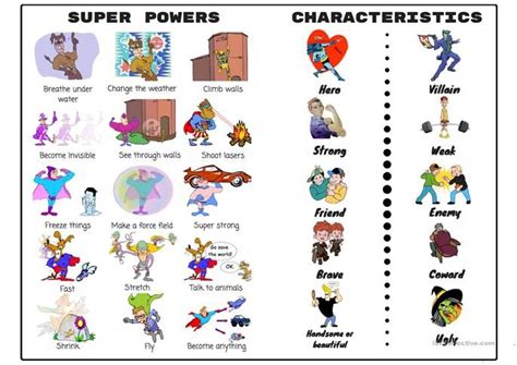 SUPERHEROES VOCABULARY SHEET - BEGINNERS - English ESL Worksheets for distance learning and ...