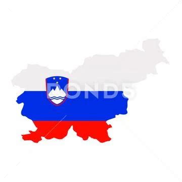 Slovenia flag map. Country outline with national flag Illustration ...