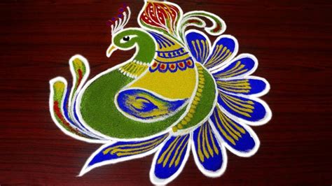 15 Beautiful & Colorful Peacock Kolam & Rangoli Designs Ideas For ...