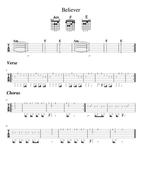 Believer Sheet music for Guitar | Download free in PDF or MIDI | Musescore.com