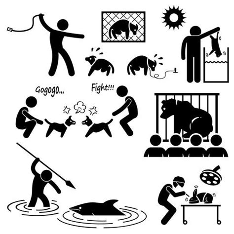 Animal Cruelty Abuse by Human Stick Figure Pictogram Icon. - Download ...