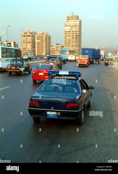 cairo egypt arabic traffic road vehicles police car Stock Photo - Alamy