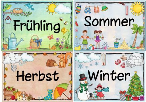 Jahreszeitenplakate | Kalender für kinder, Jahreszeiten kindergarten, Kindergarten unterrichtspläne