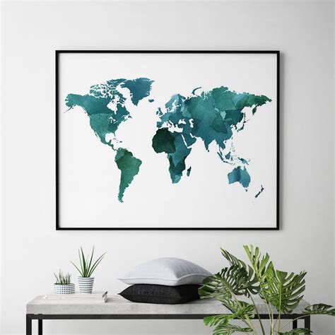 Large world map poster world map art world map wall art | Etsy