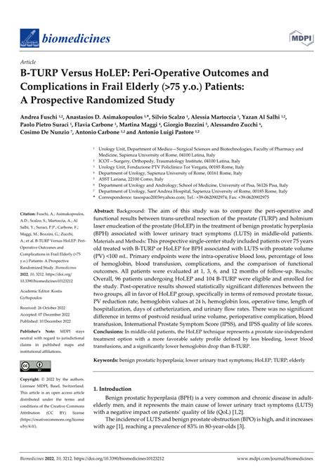 (PDF) B-TURP versus HoLEP: Peri-Operative Outcomes and Complications in ...