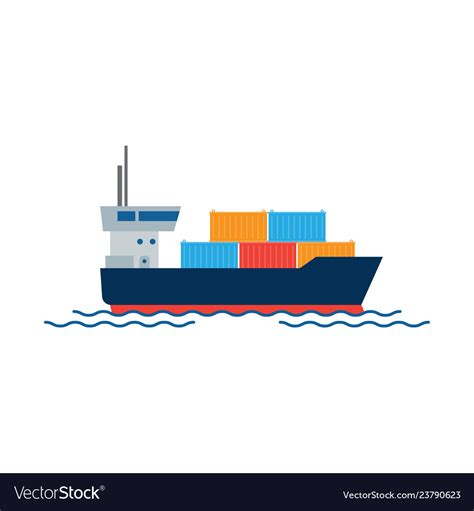 Cargo ship with containers in ocean shipping Vector Image