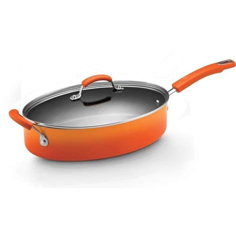 Rachael Ray Hard Enamel Cookware 5-quart Covered Oval Saute with Helper ...