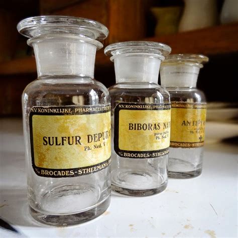 vintage apothecary jars set of 3 in clear glass with original