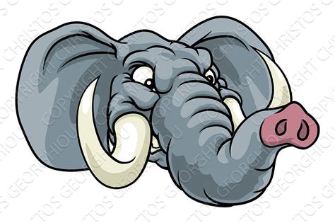 Angry Elephant Cartoon Animal Mascot | Custom-Designed Illustrations ~ Creative Market