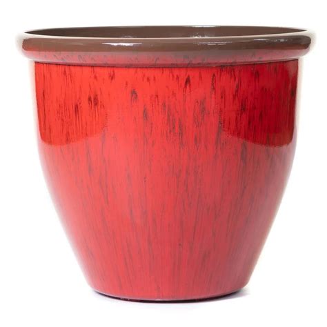48cm Running Glaze Planter - Red - Lightweight Outdoor Plant Pots - Polhill Garden Centre