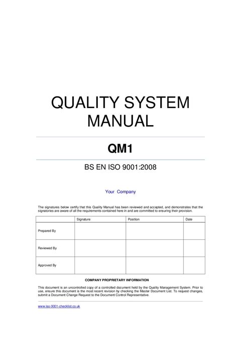 quality-manual-template-example by ISO 9001 Checklist - Issuu