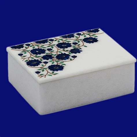 White Marble Inlay Stone Box, For Home Decor, Shape: Rectangular at Rs 850/piece in Agra