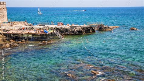 urban beach in Syracuse city in Sicily Stock Photo | Adobe Stock