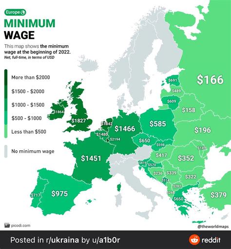 Minimum Wage Map Europe - Domini Hyacintha