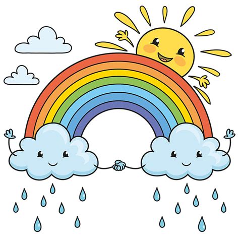 How to Draw a Cute Rainbow and Clouds - Really Easy Drawing Tutorial