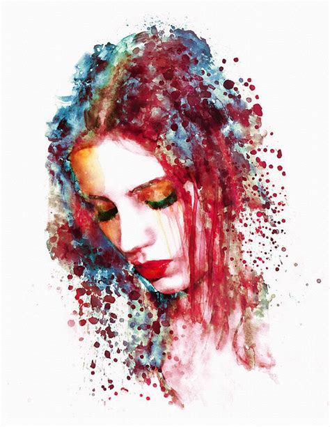 Online Contest - Red Color | Watercolor portraits, Painting of girl, Fine art painting