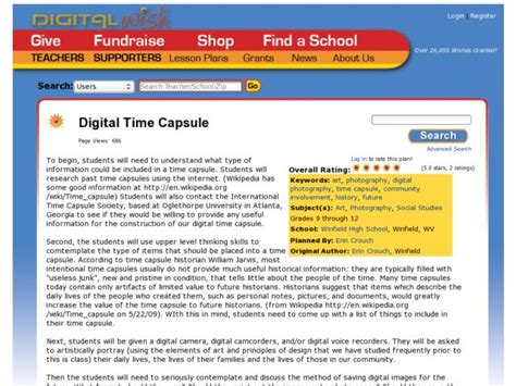 Digital Time Capsule Lesson Plan for 9th - 12th Grade | Lesson Planet