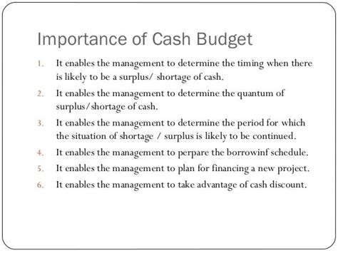 Cash Budget