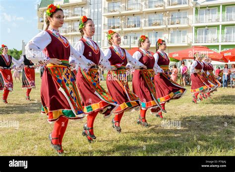 Kranevo, Bulgaria - June 10, 2018: People in authentic folklore costume ...