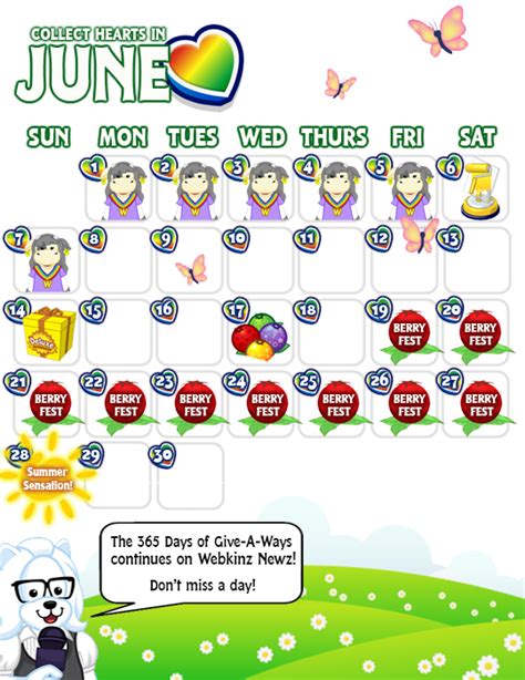 June Events Calendar | WKN: Webkinz Newz