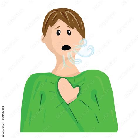 Patient with dyspnea, breathless. Vector illustration in cartoon flat ...