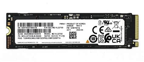 Samsung 2 TB PM9A1 Solid state drive - M.2 Internal - PCI Express 4.0 ...