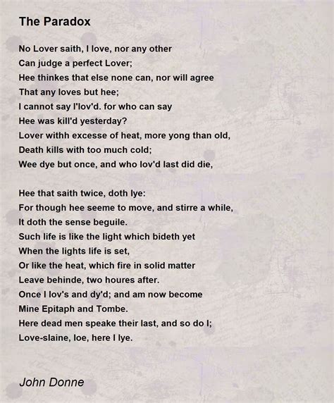 The Paradox Poem by John Donne - Poem Hunter