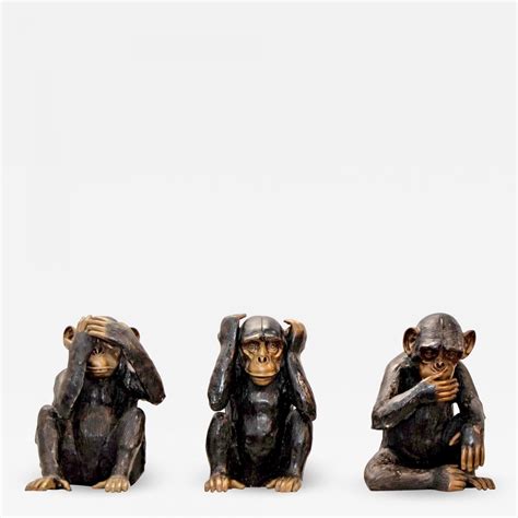 Three Life Size Bronze Monkeys "see no evil, hear no evil, speak no evil.