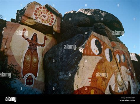 Rock murals painted by Roy Purcell, Chloride, Arizona Stock Photo - Alamy