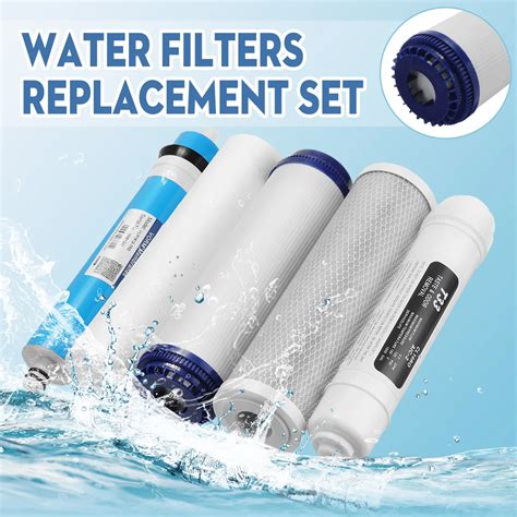 5 Stage Reverse Osmosis RO Water Filters Replacement Set with Water ...