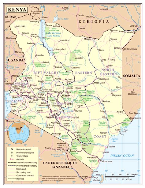 Large detailed political and administrative map of Kenya with roads ...