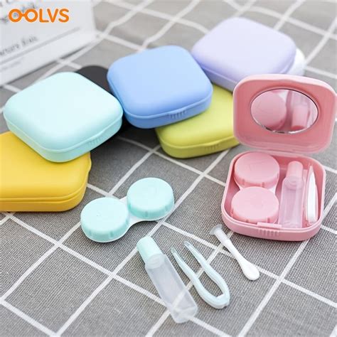 Oolvs Color Contact Lens Case Set With Mirror, Small Portable Immersion Storage Kit, Mini ...