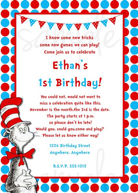 Dr Seuss Birthday Invitation. $12.50, via Etsy. | Birthday invitations, Dr seuss birthday, Dr ...