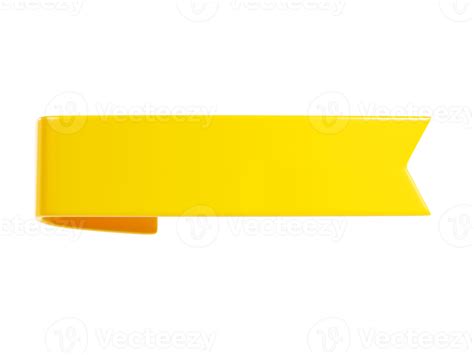 Yellow ribbon banner 3d render illustration - simple text tag or label for sale and promotion ...