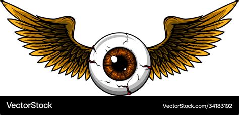 Tattoo design a flying eyeball with wings Vector Image