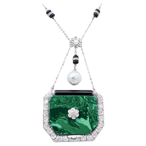 Diamond Onyx Pendant Necklace For Sale at 1stDibs