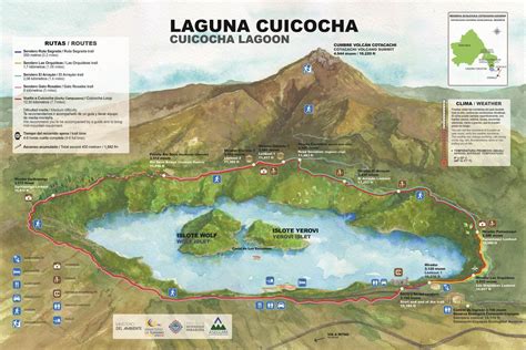 Mapa turístico de la Laguna de Cuicocha - PlanetAndes